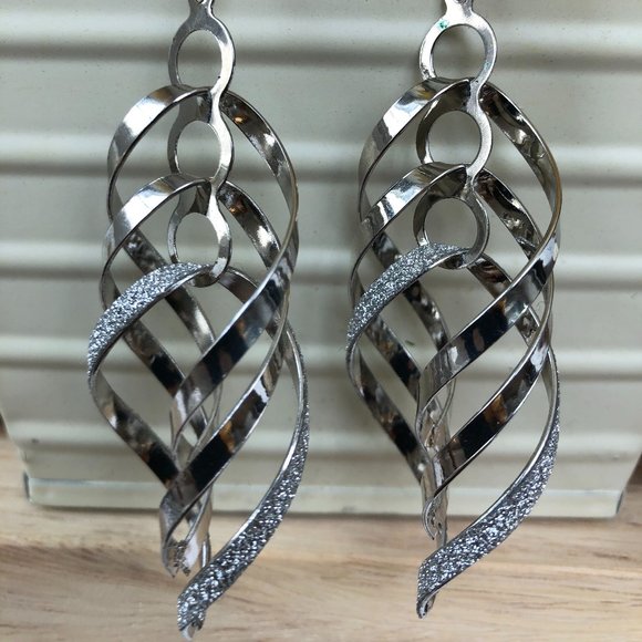 Glitter Spiral Swirl Drop Earrings - Picture 3 of 3